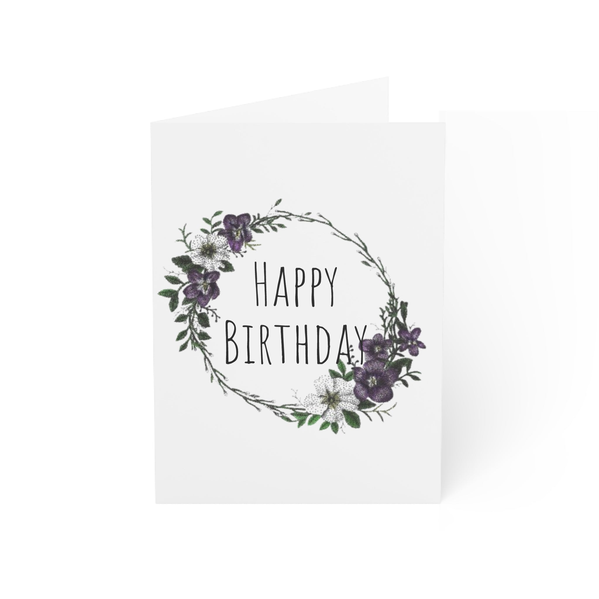 February Birthday Card — Violets and Primroses (1/10/30/50 pcs)