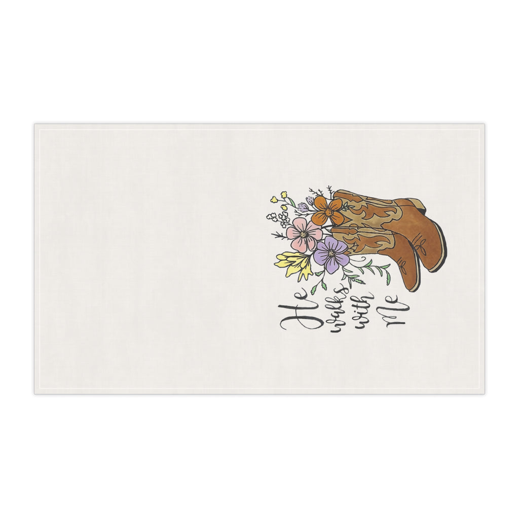 In the Garden Tea Towel - He Walks With Me