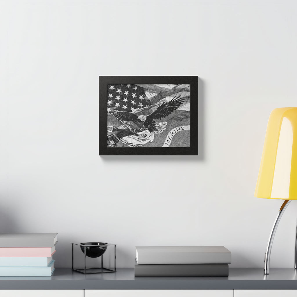American and Marine Corps Flag Framed Print
