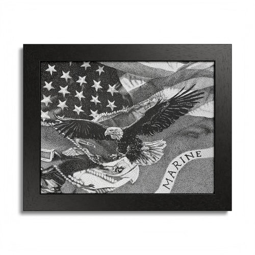 American and Marine Corps Flag Framed Print