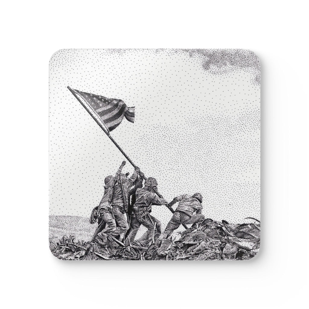 Iwo Jima Flag Raising Cork Coaster Set