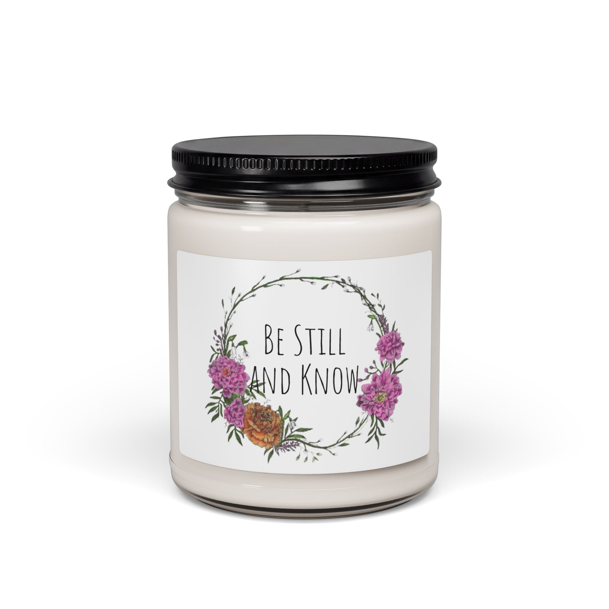 Be Still and Know Soy Candle — 9oz Floral Scented Jar