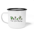 Count Your Blessings Cactus Enamel Cup | Desert Succulent Camper Mug