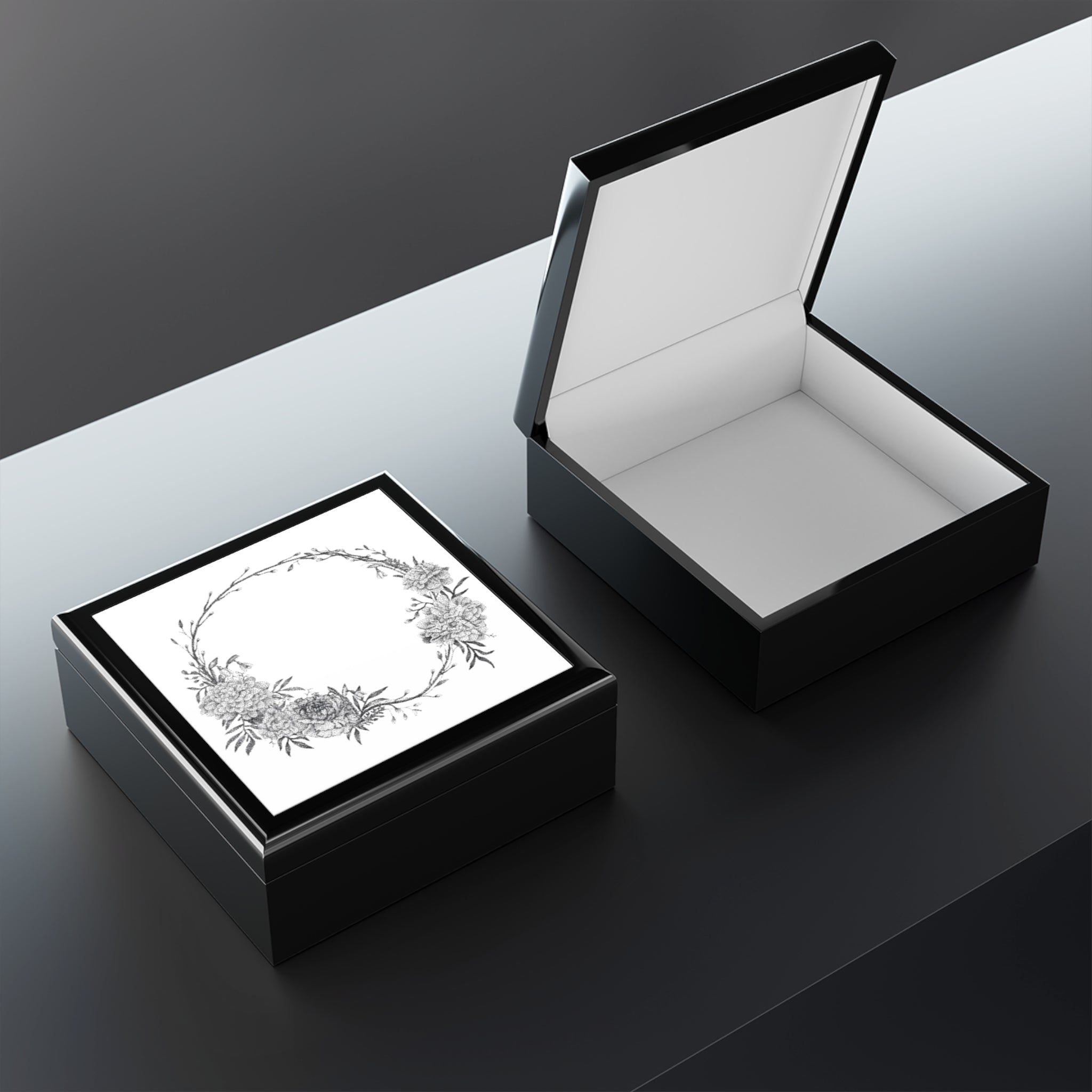 January Floral Wreath Jewelry Box