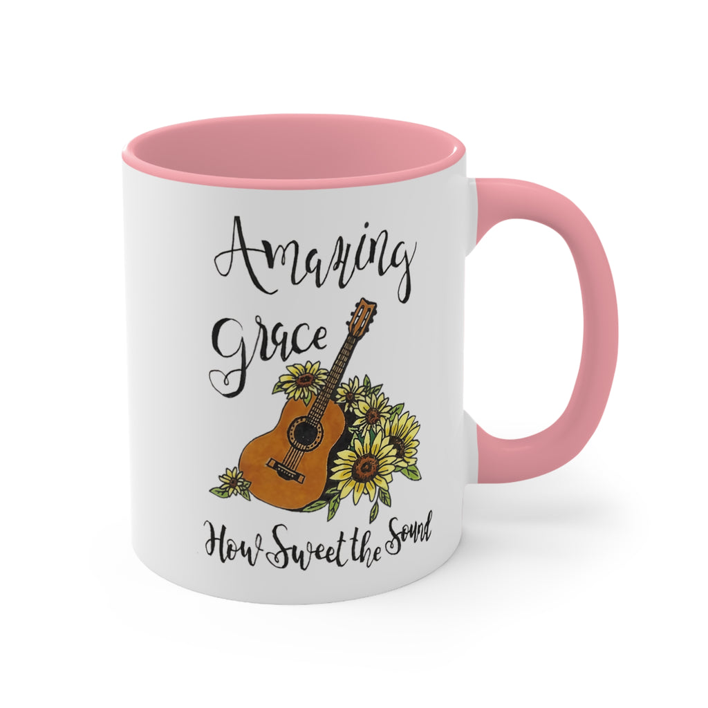 Amazing Grace Accent Mug — Floral Guitar Coffee Cup