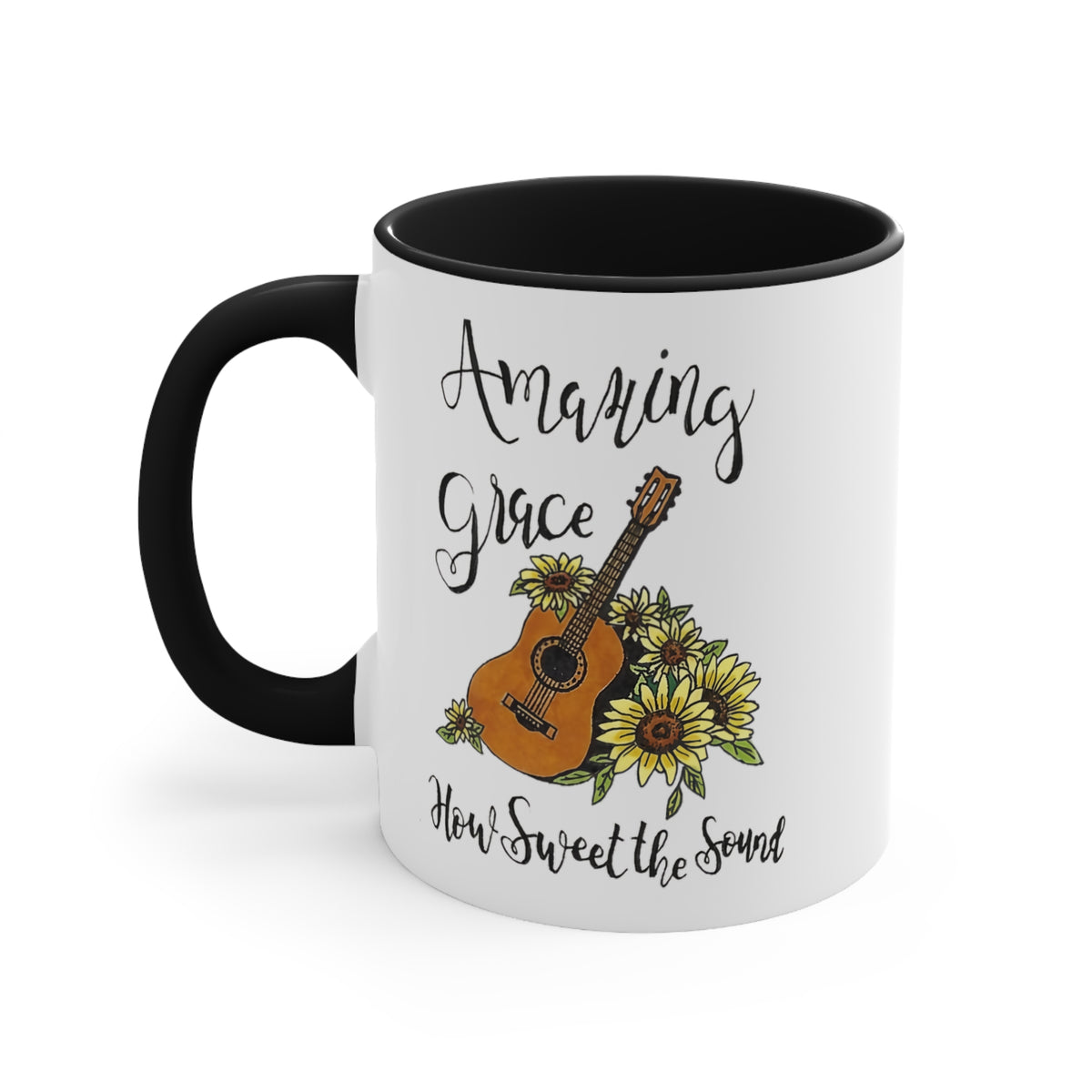 Amazing Grace Accent Mug — Floral Guitar Coffee Cup