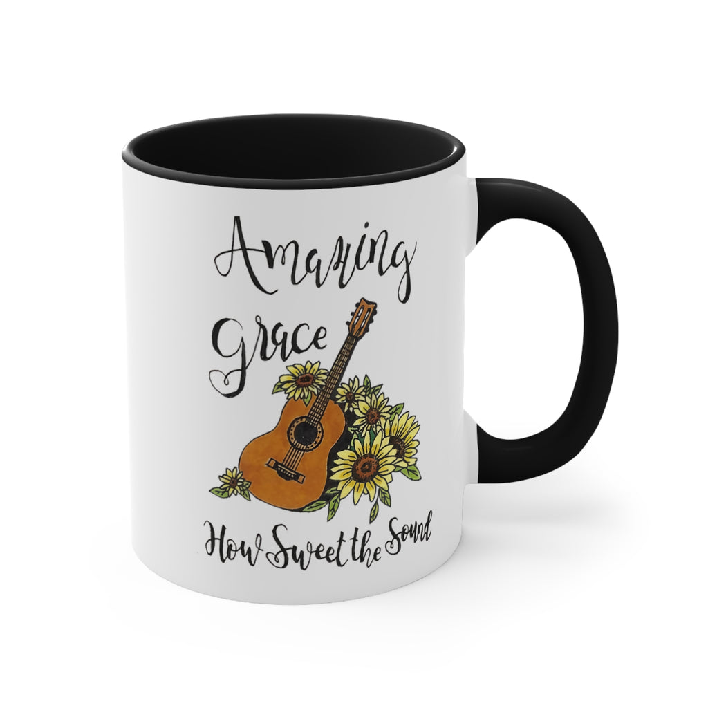 Amazing Grace Accent Mug — Floral Guitar Coffee Cup