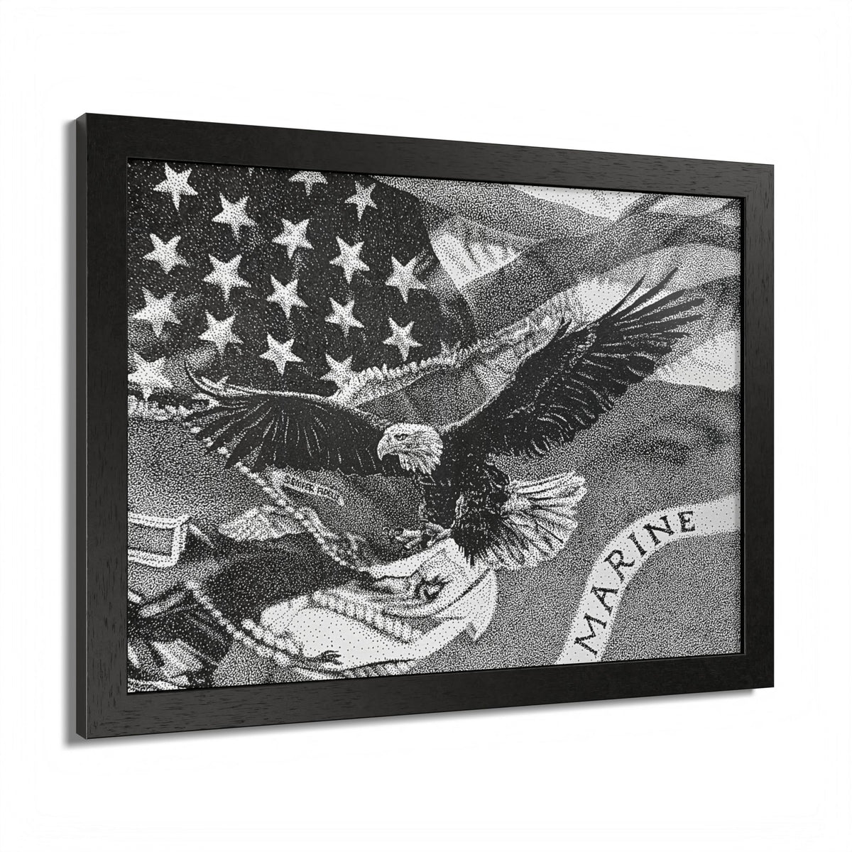 American and Marine Corps Flag Framed Print