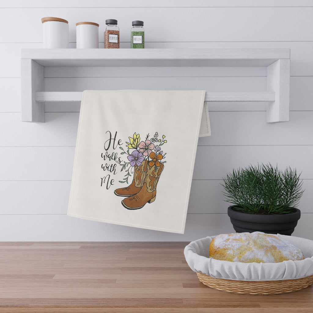 In the Garden Tea Towel - He Walks With Me