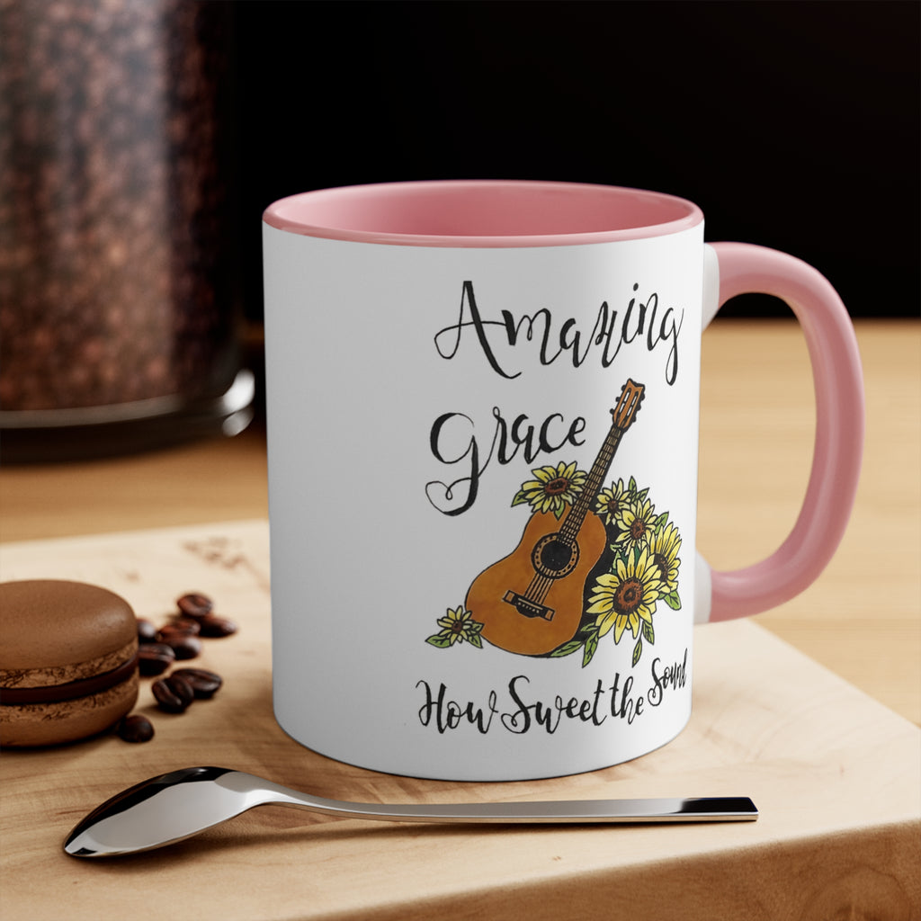 Amazing Grace Accent Mug — Floral Guitar Coffee Cup
