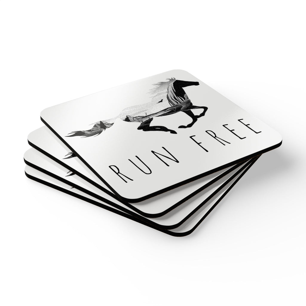 Spirit Horse Cork Coaster Set — Run Free (4 Pack)