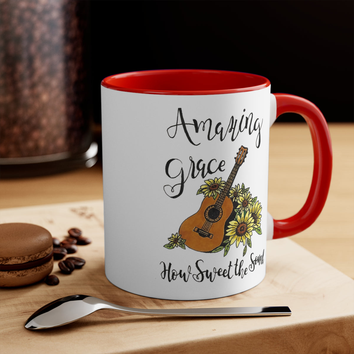 Amazing Grace Accent Mug — Floral Guitar Coffee Cup