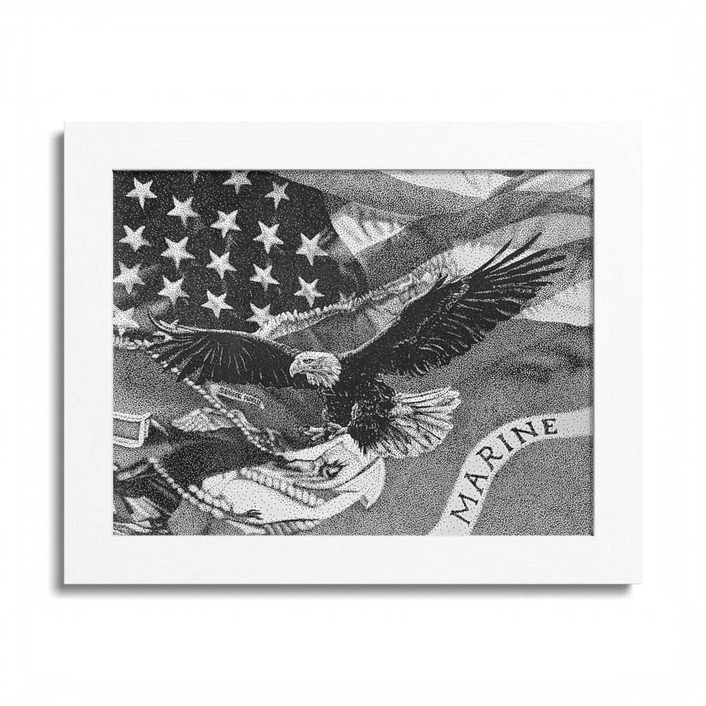 American and Marine Corps Flag Framed Print