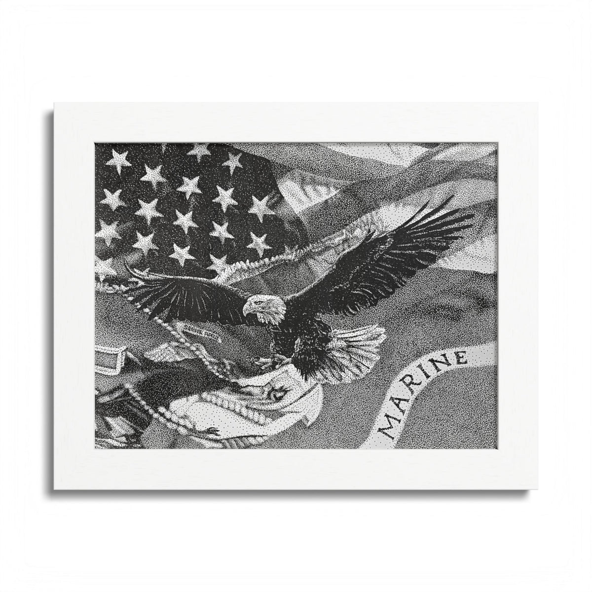 American and Marine Corps Flag Framed Print