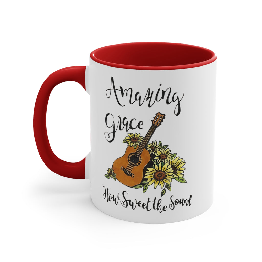 Amazing Grace Accent Mug — Floral Guitar Coffee Cup