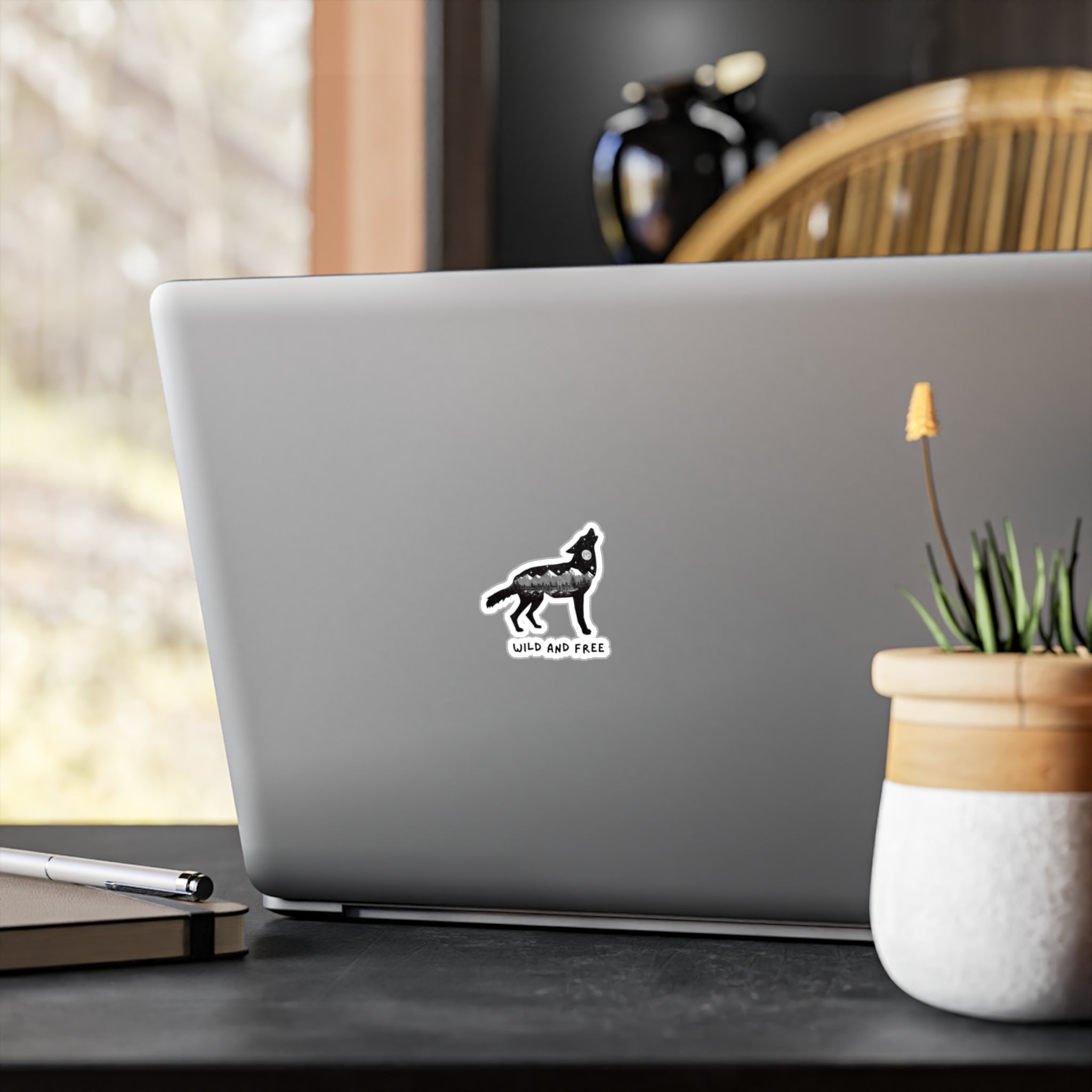 Wild & Free Wolf Sticker — Kiss-Cut Vinyl Decal