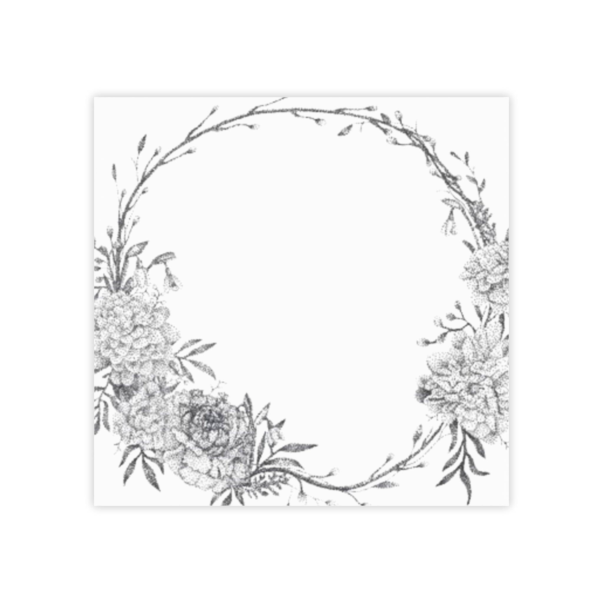 Floral Wreath Post-it Note Pads — Black & White Botanical Memo Pads