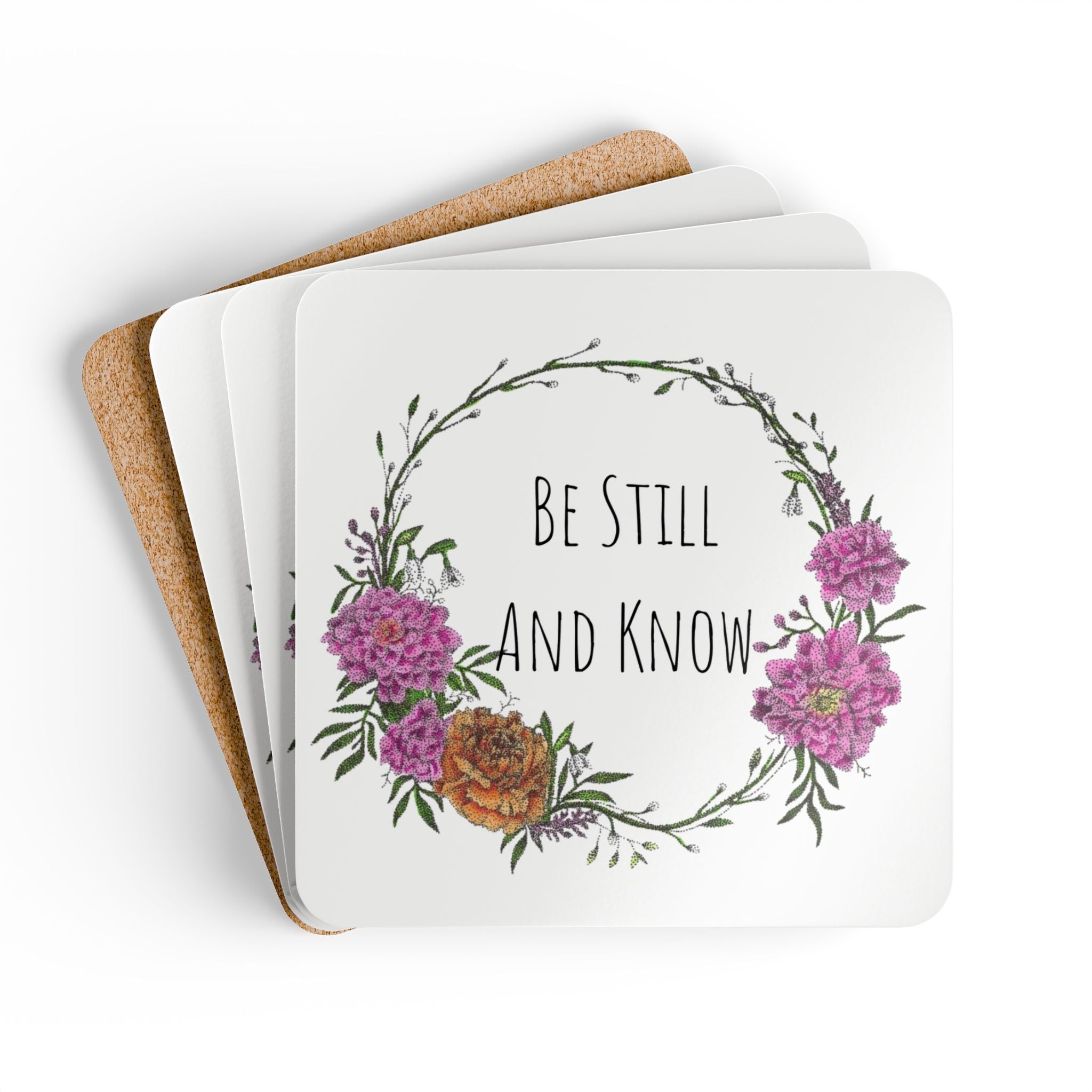 Be Still and Know Cork Coaster Set (4-Pack)