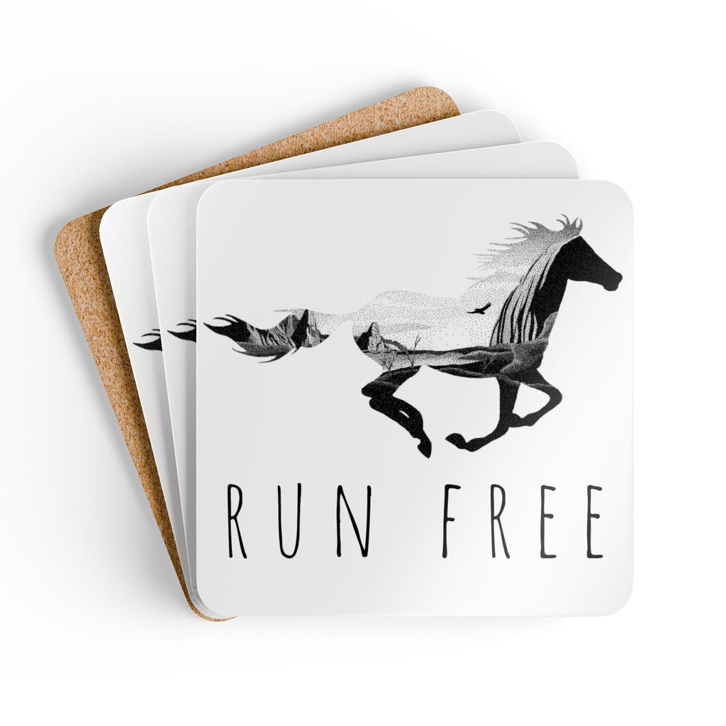 Spirit Horse Cork Coaster Set — Run Free (4 Pack)