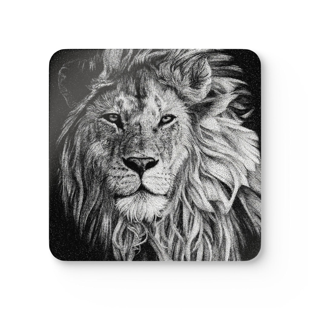 Lion Drawing Cork Coaster Set | Aslan Drawing by Cora Worthington