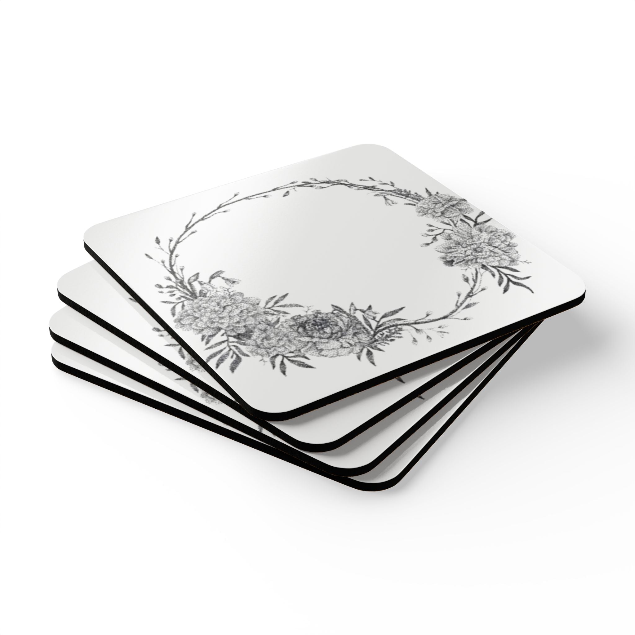 Carnation Wreath Cork Coaster Set | January Birth Flower