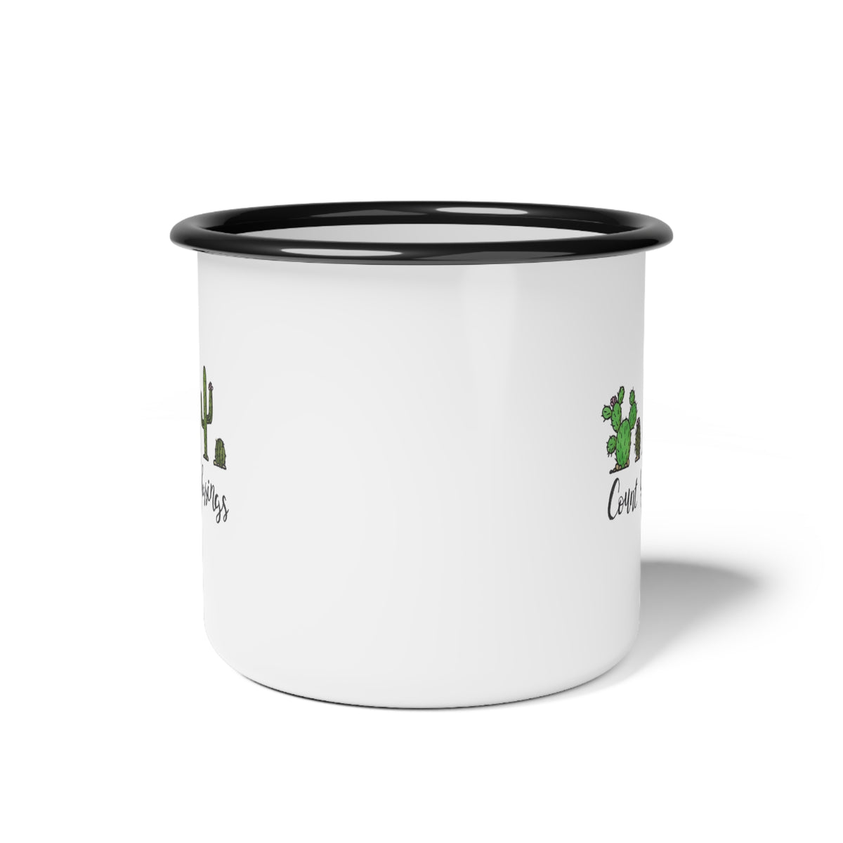 Count Your Blessings Cactus Enamel Cup | Desert Succulent Camper Mug