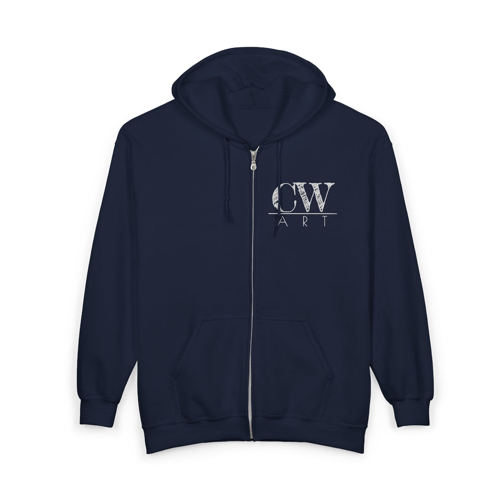 CW Art Logo Zip Hoodie | Core Worthington Art Branded Hooded Sweatshirt