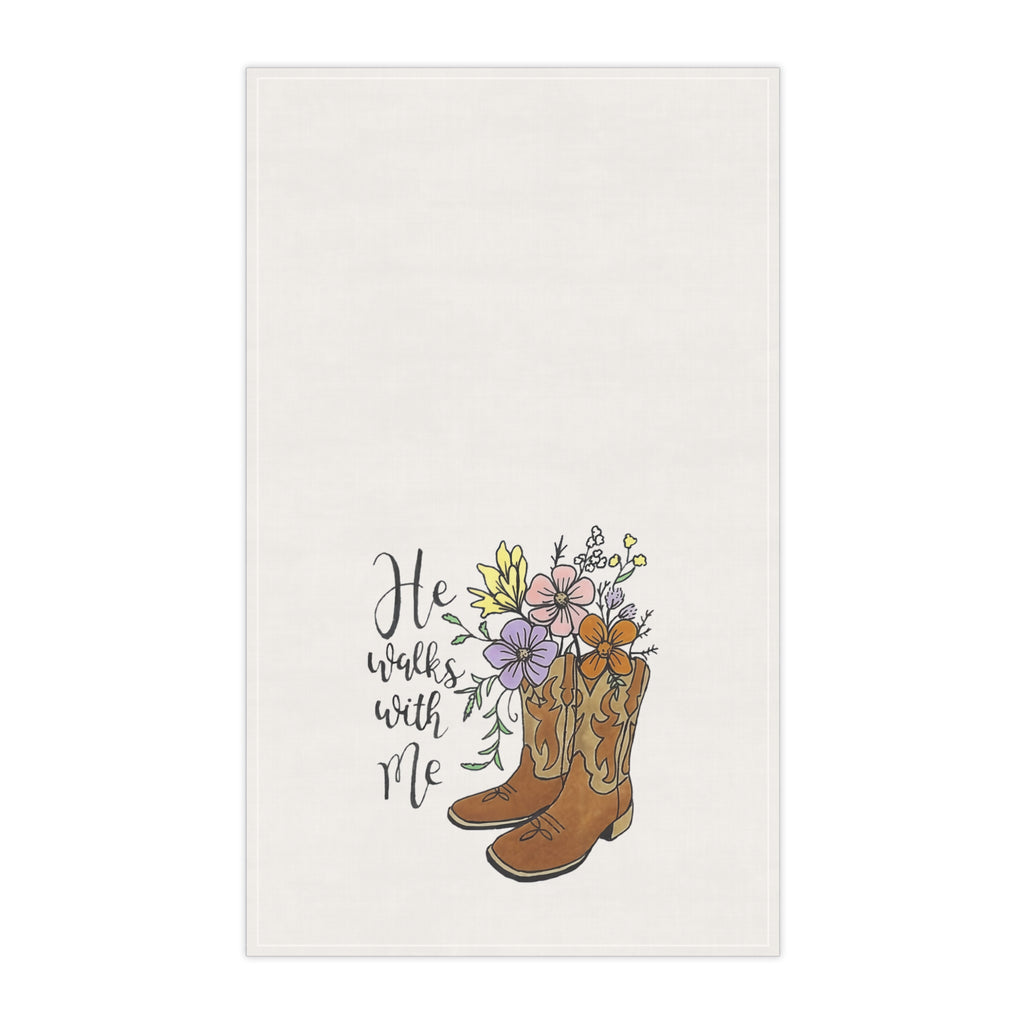 In the Garden Tea Towel - He Walks With Me