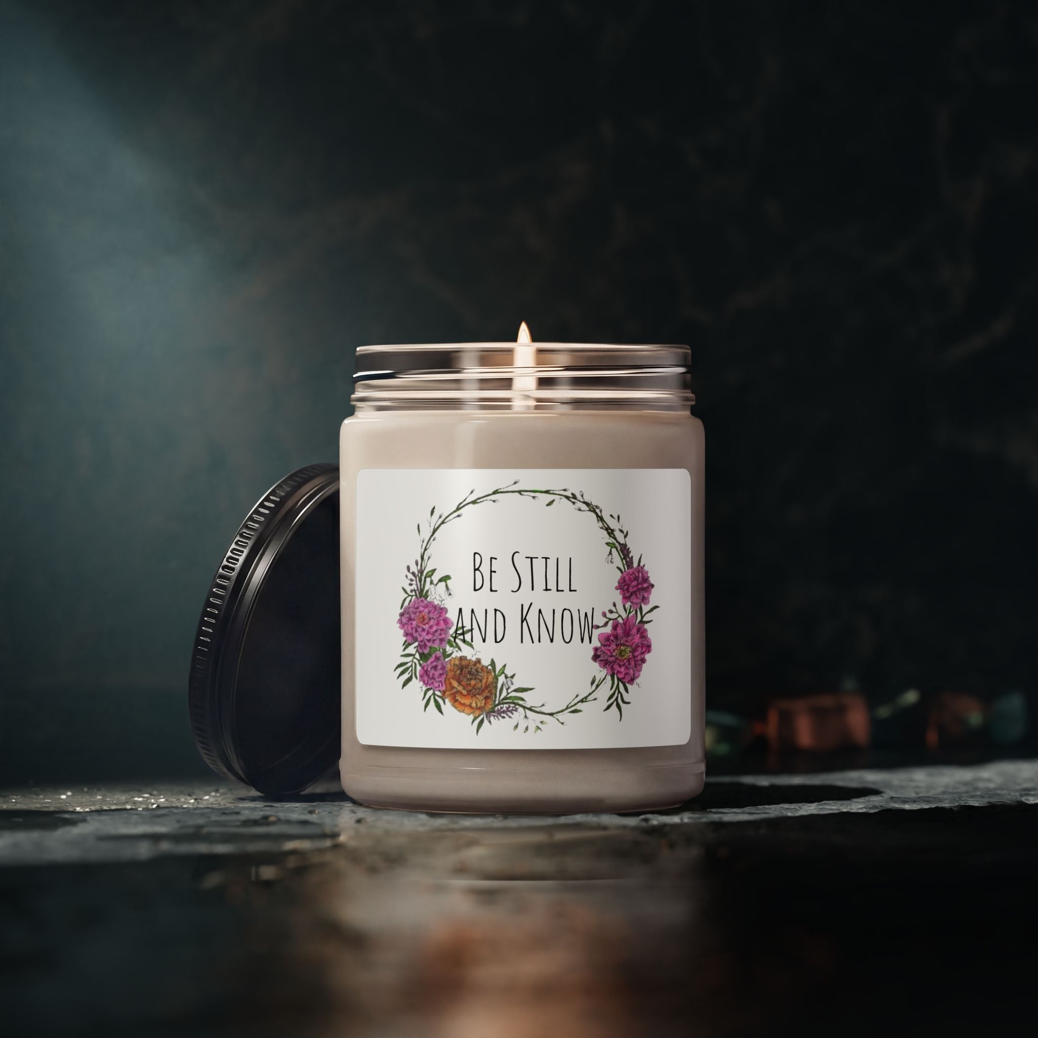 Be Still and Know Soy Candle — 9oz Floral Scented Jar