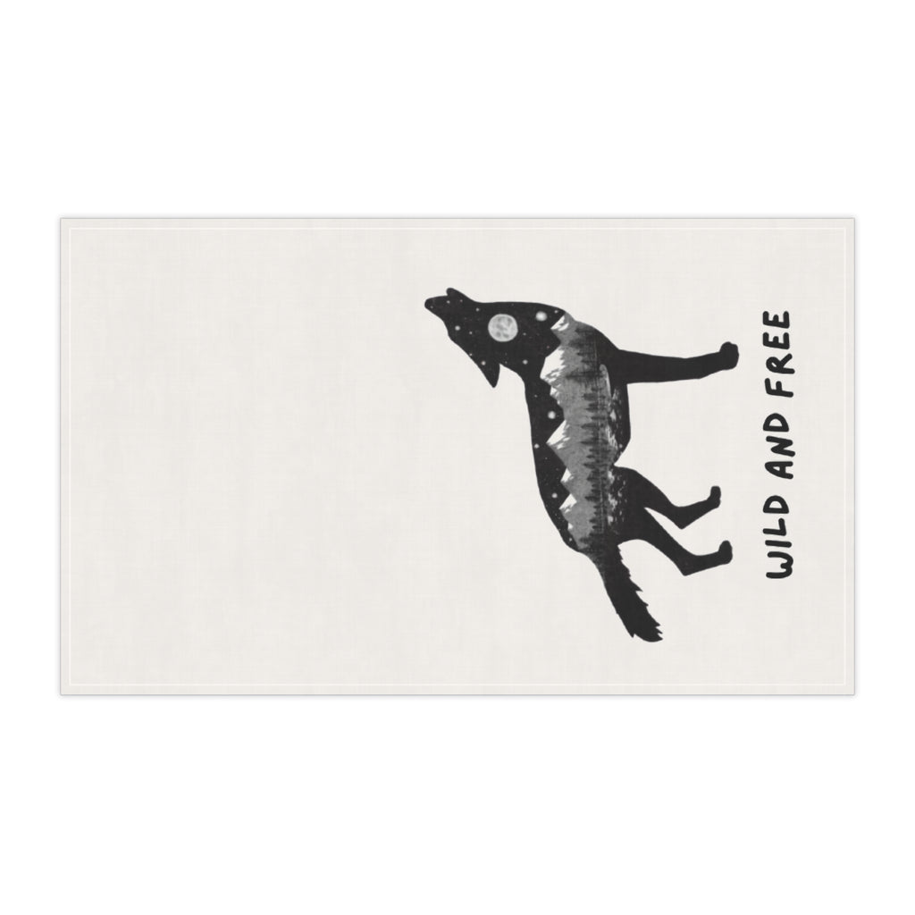 Wild & Free Wolf Silhouette Tea Towel