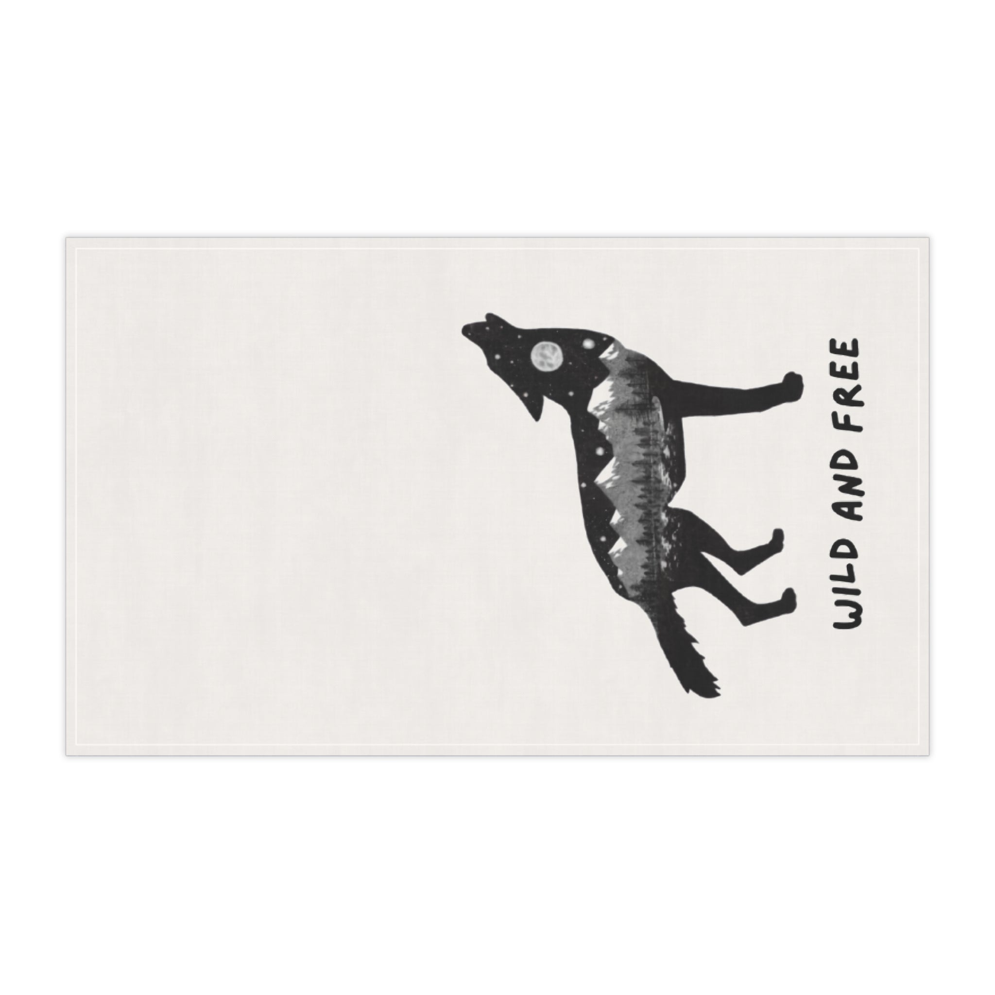 Wild & Free Wolf Silhouette Tea Towel