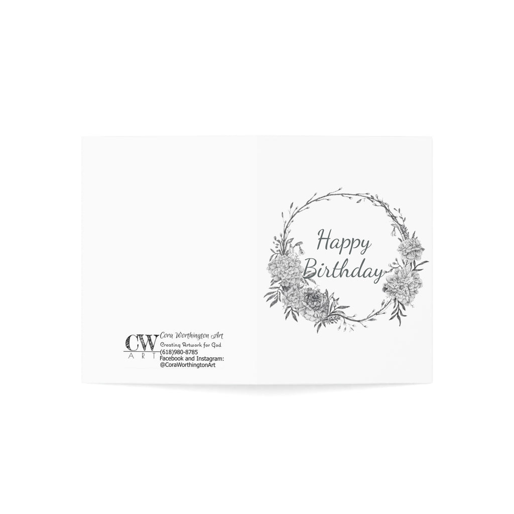 January Birth Flower Birthday Card — Carnations and Snowdrops