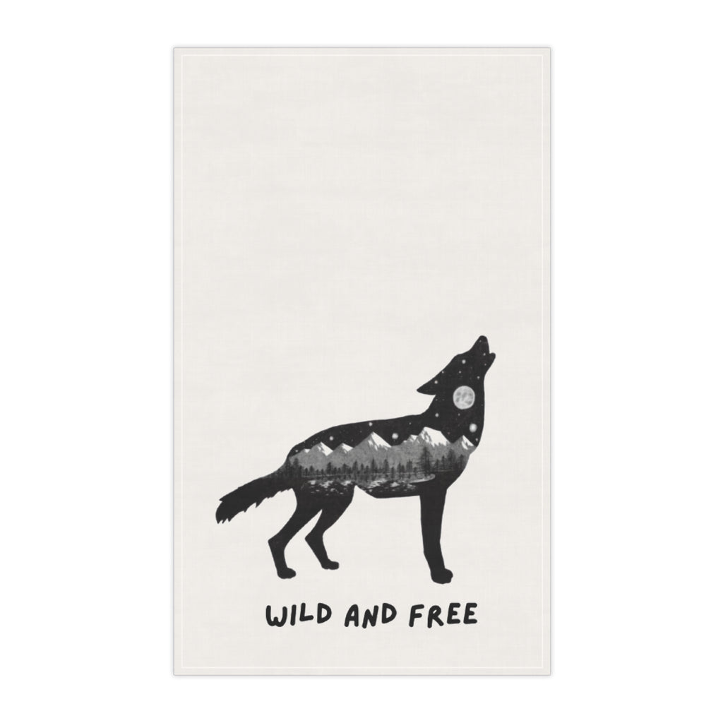 Wild & Free Wolf Silhouette Tea Towel