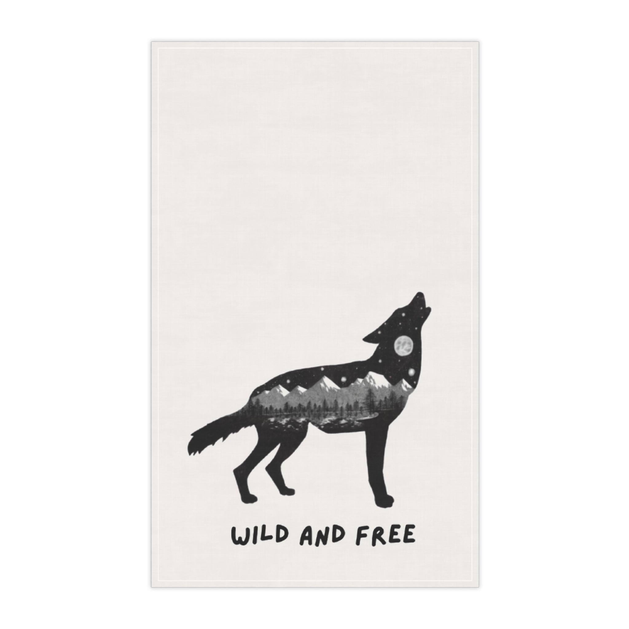 Wild & Free Wolf Silhouette Tea Towel