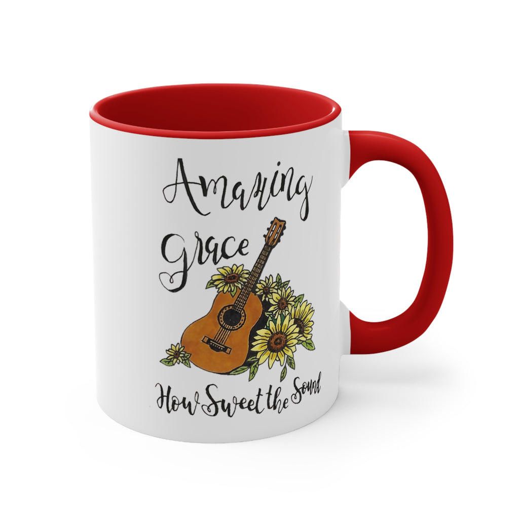 Amazing Grace Accent Mug — Floral Guitar Coffee Cup