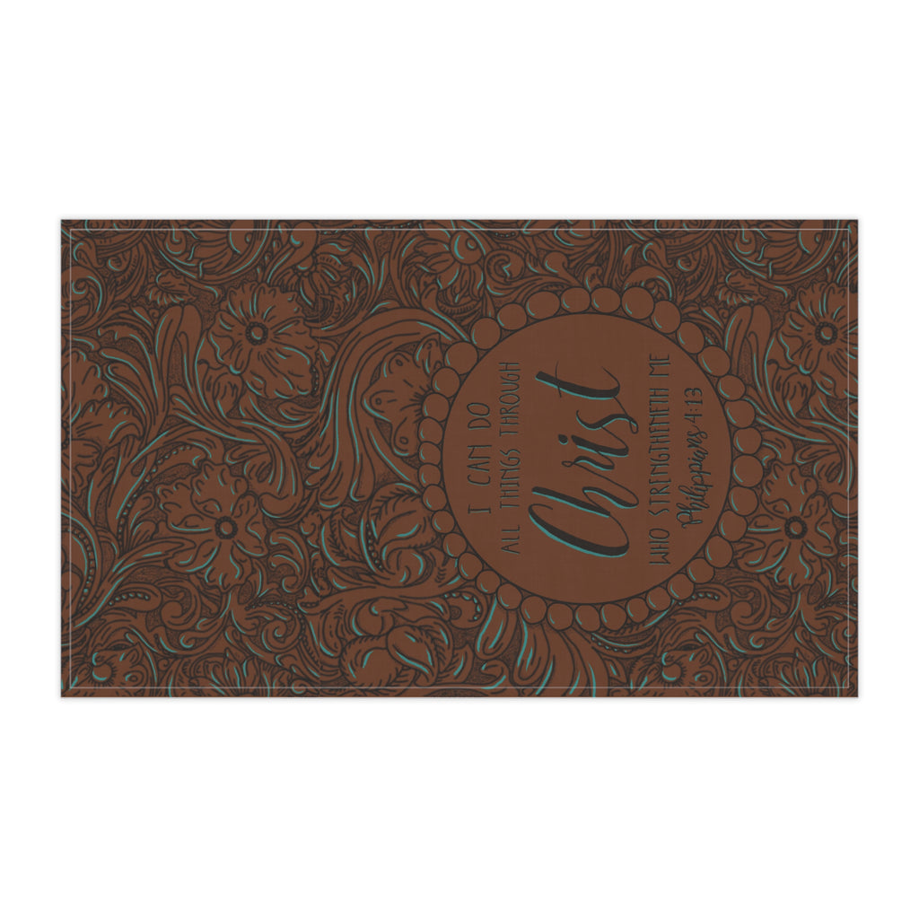 Philippians 4:13 Western Tea Towel