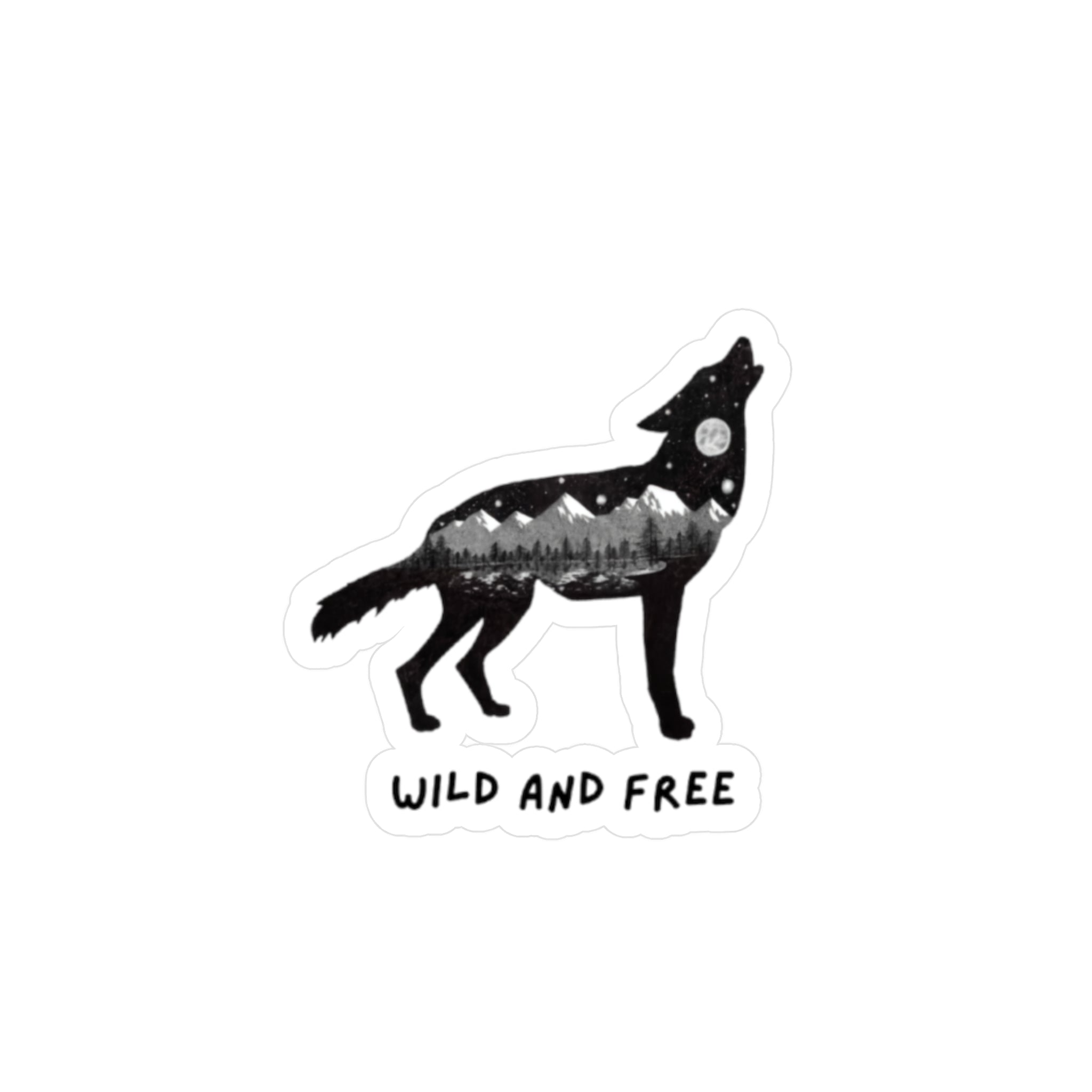 Wild & Free Wolf Sticker — Kiss-Cut Vinyl Decal