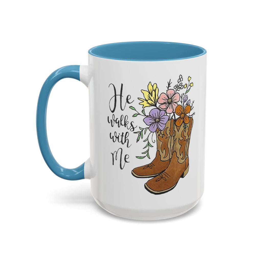 He Walks With Me Coffee Mug, Christian Gift, Stylish Ceramic Mug, Unique Art Mug for Home or Office, Creative Gift Idea for Holidays