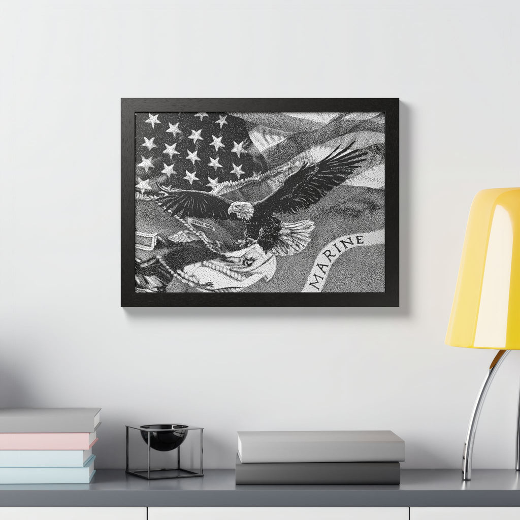 American and Marine Corps Flag Framed Print