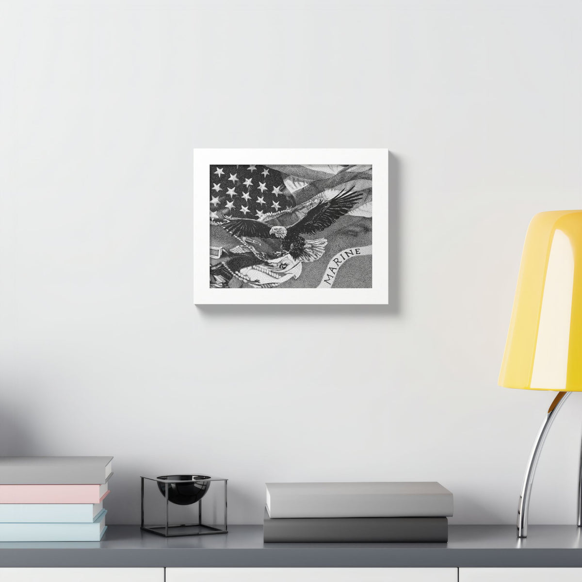 American and Marine Corps Flag Framed Print