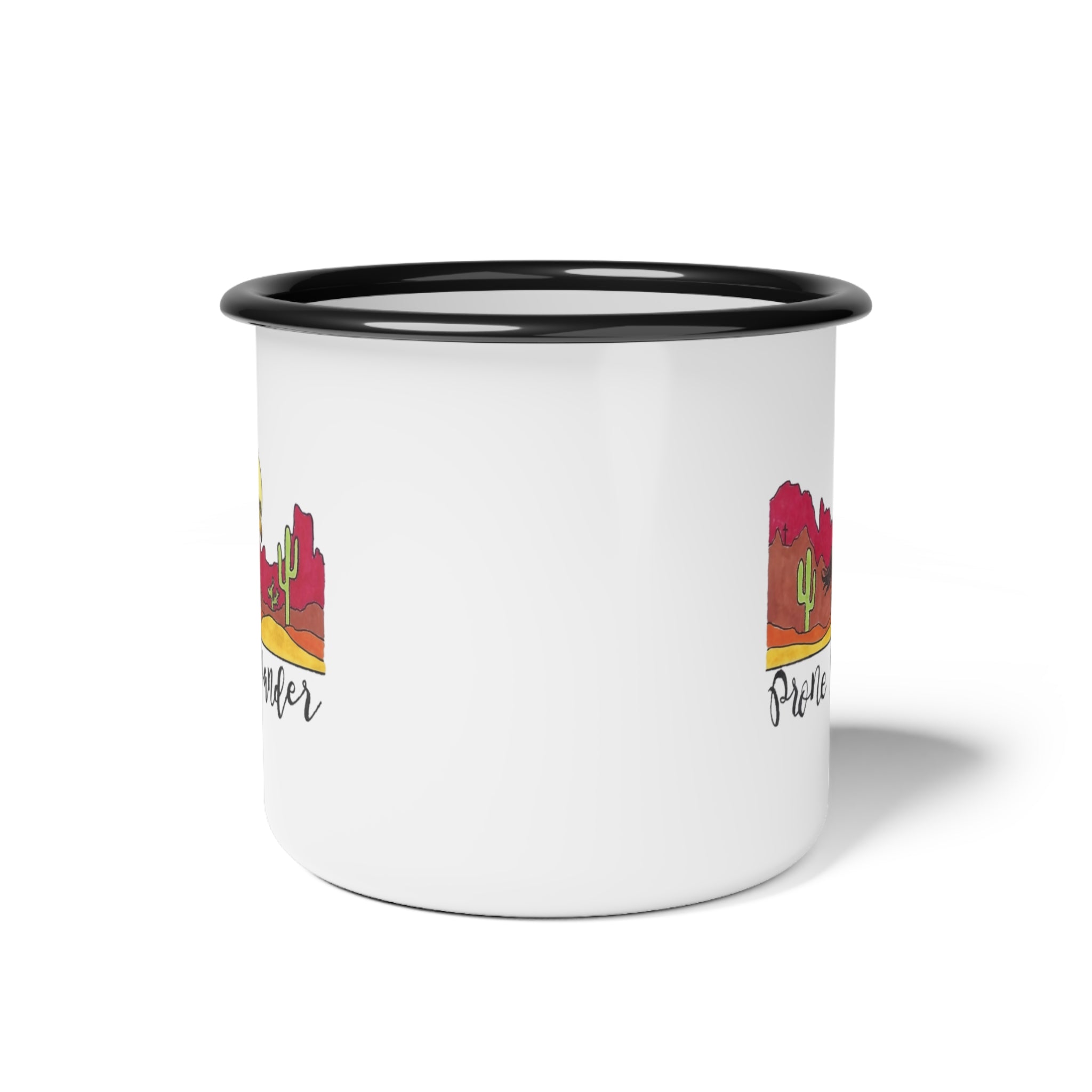 Prone to Wander enamel camp cup | Desert Horse Sunset, Cactus Camping Mug