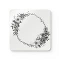 February Floral Wreath Cork Coaster Set (4-Pack)