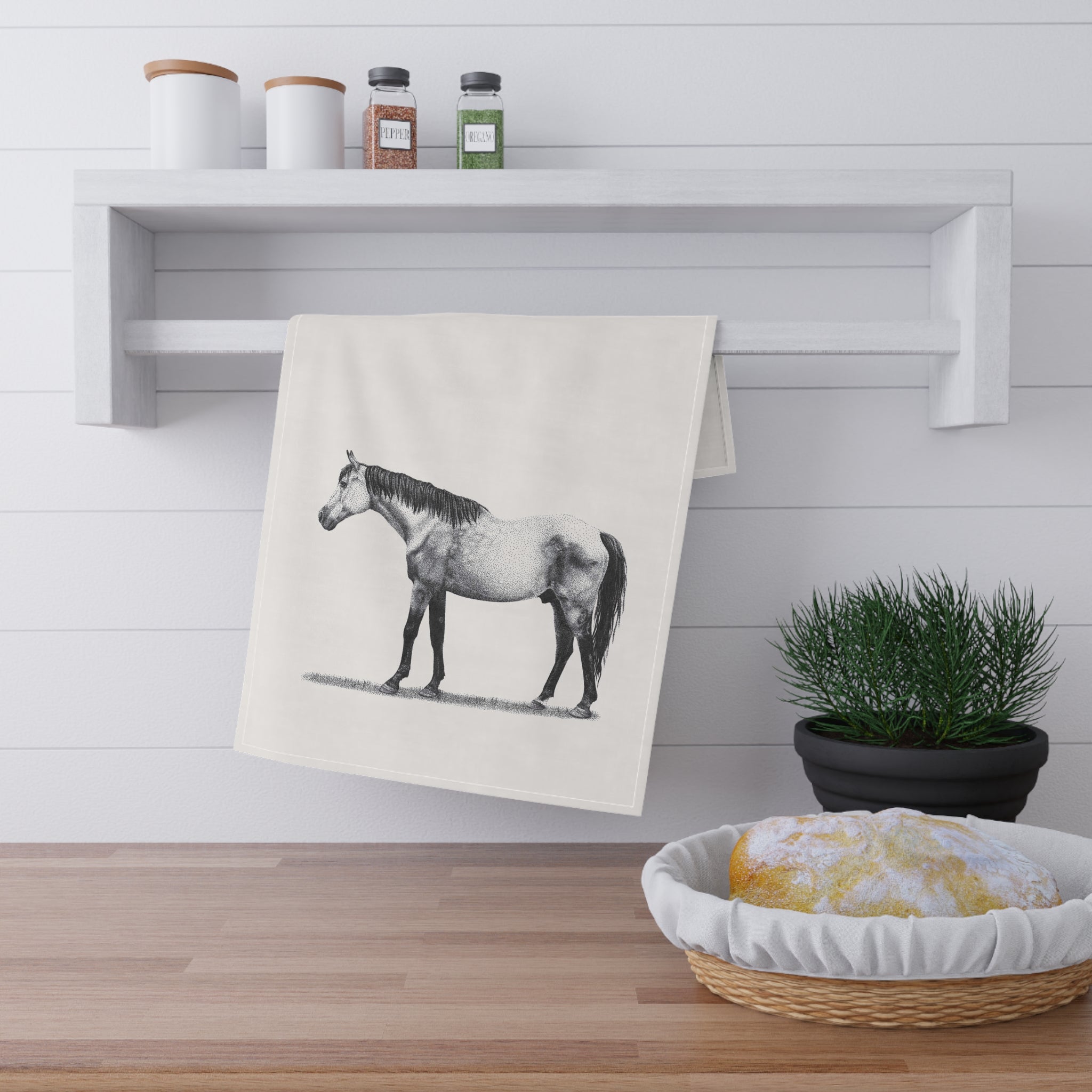 Horse Drawing Tea Towel