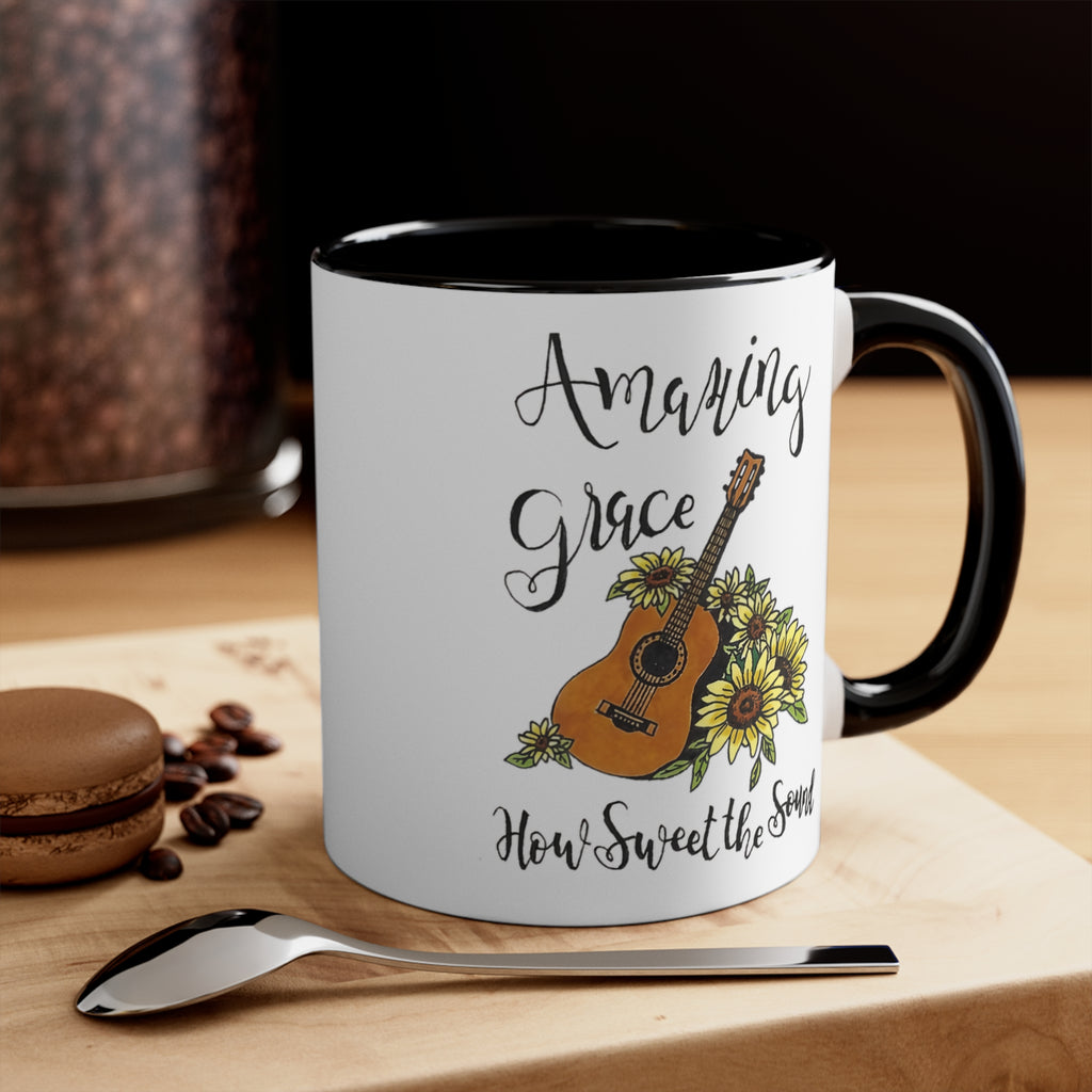 Amazing Grace Accent Mug — Floral Guitar Coffee Cup