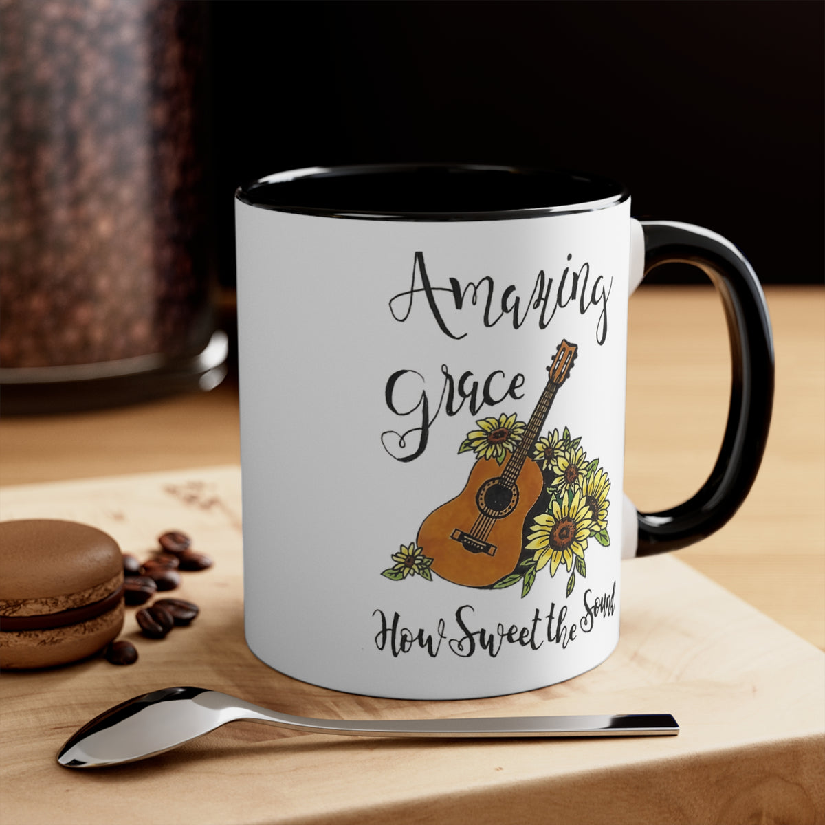 Amazing Grace Accent Mug — Floral Guitar Coffee Cup