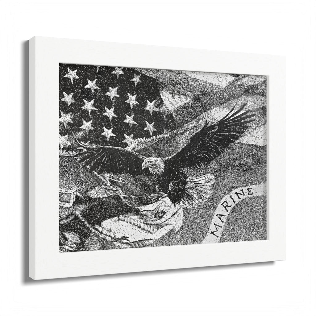 American and Marine Corps Flag Framed Print
