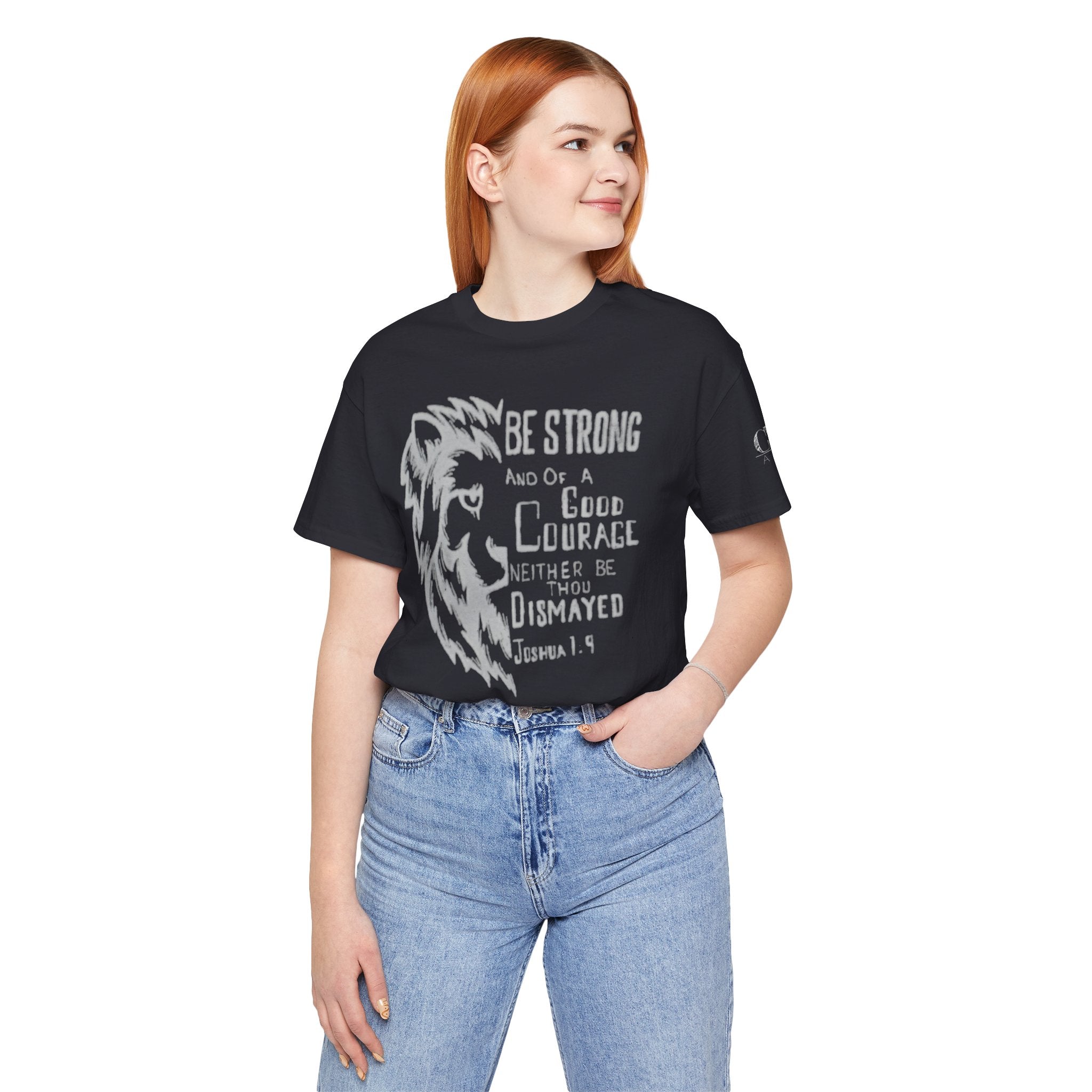 Joshua 1:9 Inspirational Lion Graphic Tee