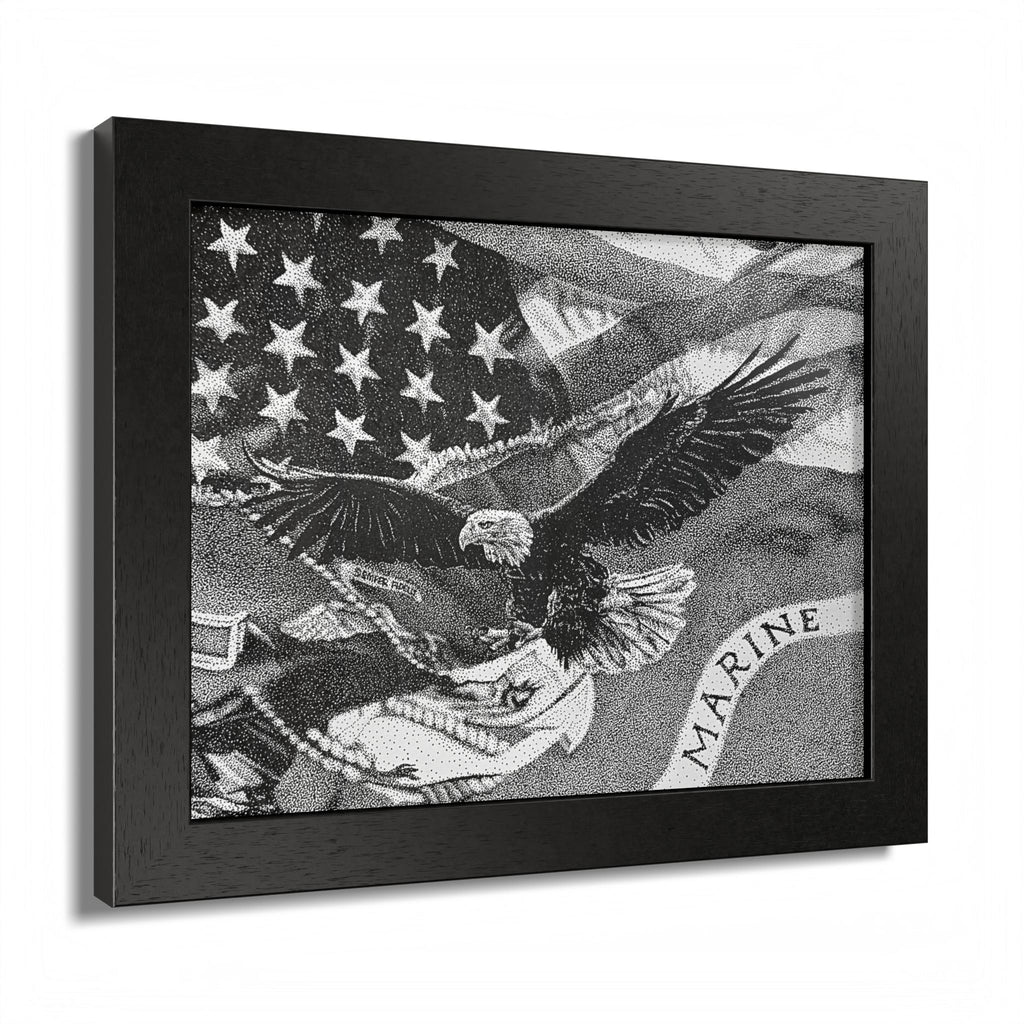 American and Marine Corps Flag Framed Print