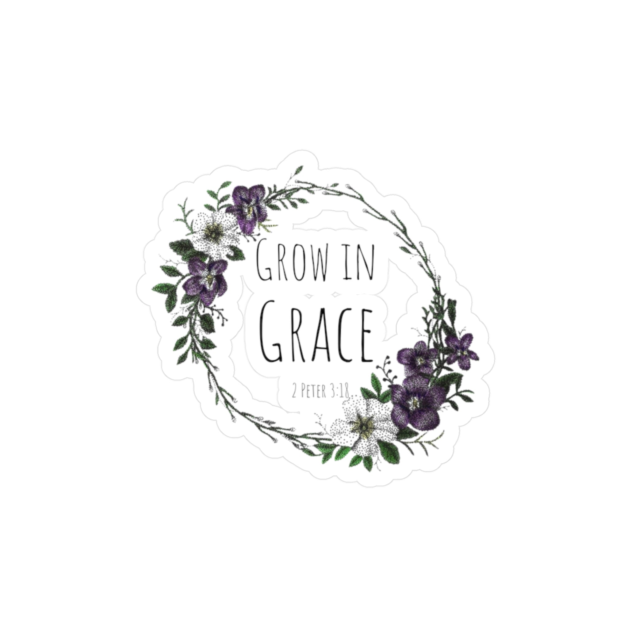 Grow in Grace Floral Vinyl Sticker