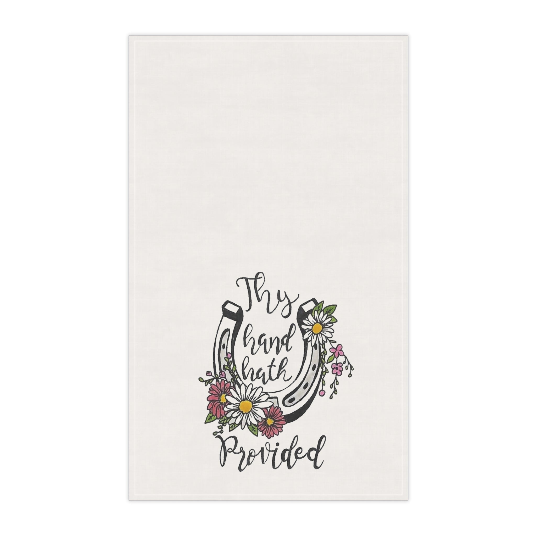 Thy Hand Hath Provided Floral Horseshoe Kitchen Towel | Great is thy Faithfulness